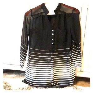 Sheer, black and white top